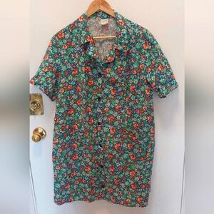 Vintage floral shirt mini dress
